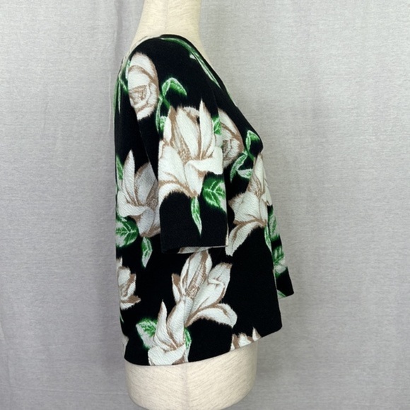 9-H15 SCL  Anthropologie Woman’s Black Green Floral Print  Postmark Blouse Sz S - Picture 7 of 13
